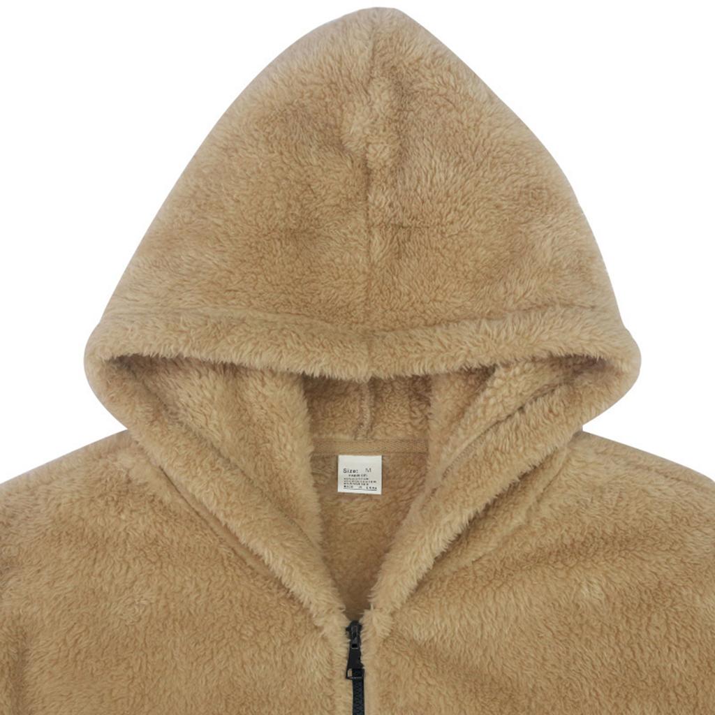 Herren Lässige Lockere Doppelseitige Fleecejacke Einfarbig Reißverschluss Kapuze Plüsch Warmer Mantel