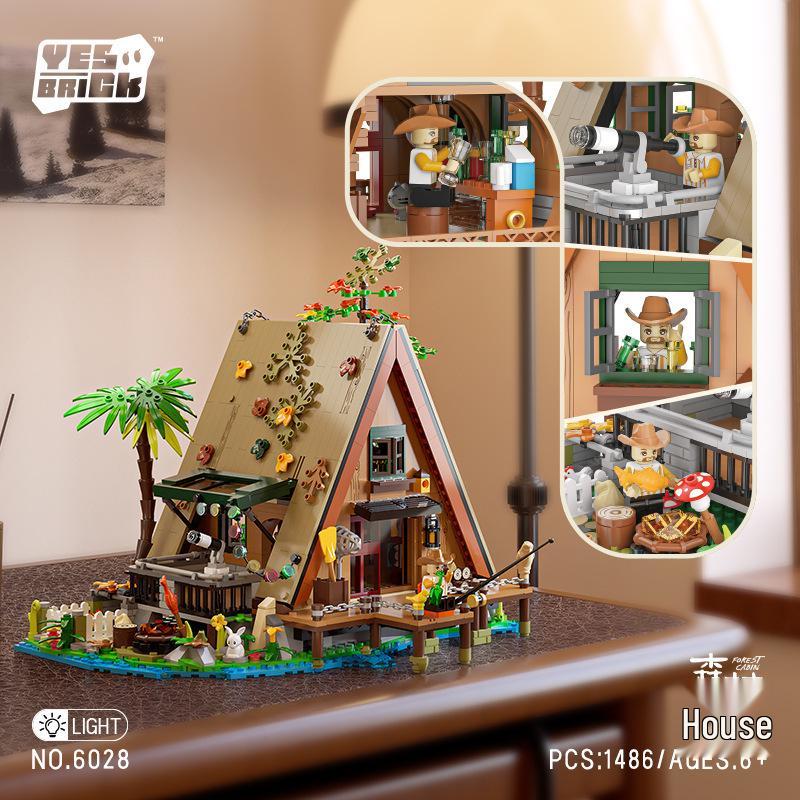 Совместимый с Lego-стилем Креативный набор строительных блоков «Вид улицы», Домик на дереве, Развивающая игрушка для мальчиков.