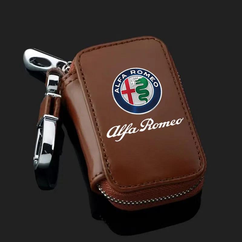 Per Alfa Romeo 2026 Portachiavi Auto Hot Sticker Custodia con Cerniera in Pelle PU Portachiavi Antifurto Per Alfa Romeo giulia stelvio giulie