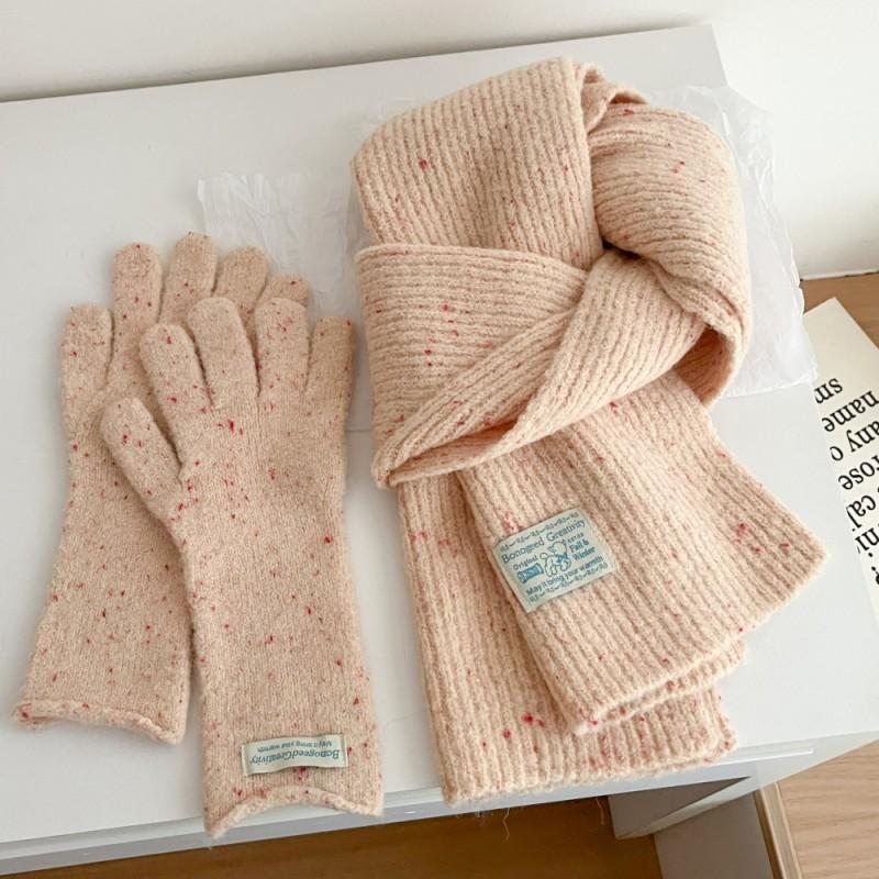 Womens Winter Wool Blend Knitted Beaded Scarf Gloves Set Casual Chic Accessory In Multiple Colors