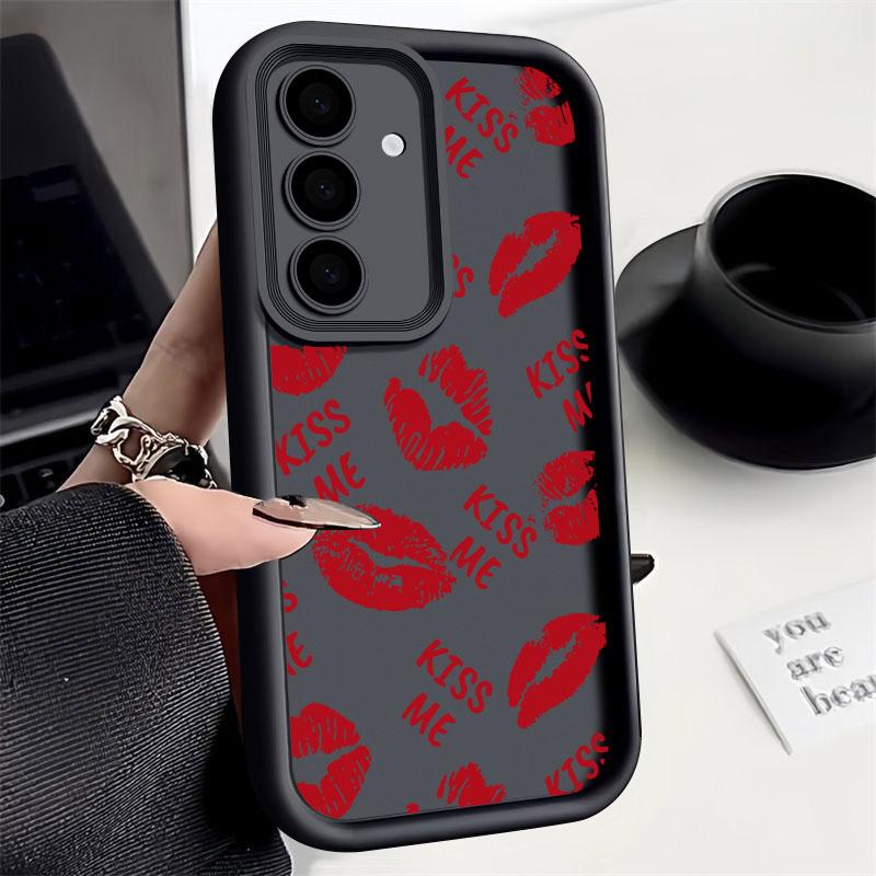 Kiss me Love Red Lips S24FE Phone Case For Samsung S25 S24 S23 Ultra 5G S22 S20 Plus S21 FE Cases Cover Galaxy S25Ultra Funda