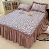 3pcs Bedding Simple Flower Bed Skirt With Pillowcases Wedding Bedspread Bed Sheet Mattress Cover Full Twin Queen King Bedsheets