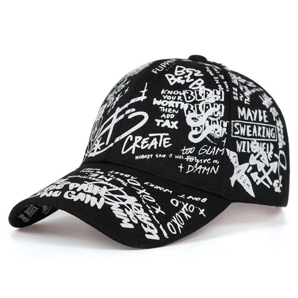 Quick Dry Baseball Caps UV Protection Letter Geometry Printing Sunscreen Hat Colorful Graffiti Print Hip Hop Sun Hat Outdoor