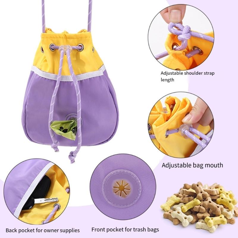 Multiuse Dog Snacks Bag for Training and Walking Drawstring Dog Training Bag with Water Resistant Liners for Outdoor