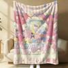 Pastel Blue Sanrio Cute Flannel Blanket Soft Warm Fluffy Throw Sofa Bed Cover Office Nap Shawl Lightweight Summer Blanket Gift