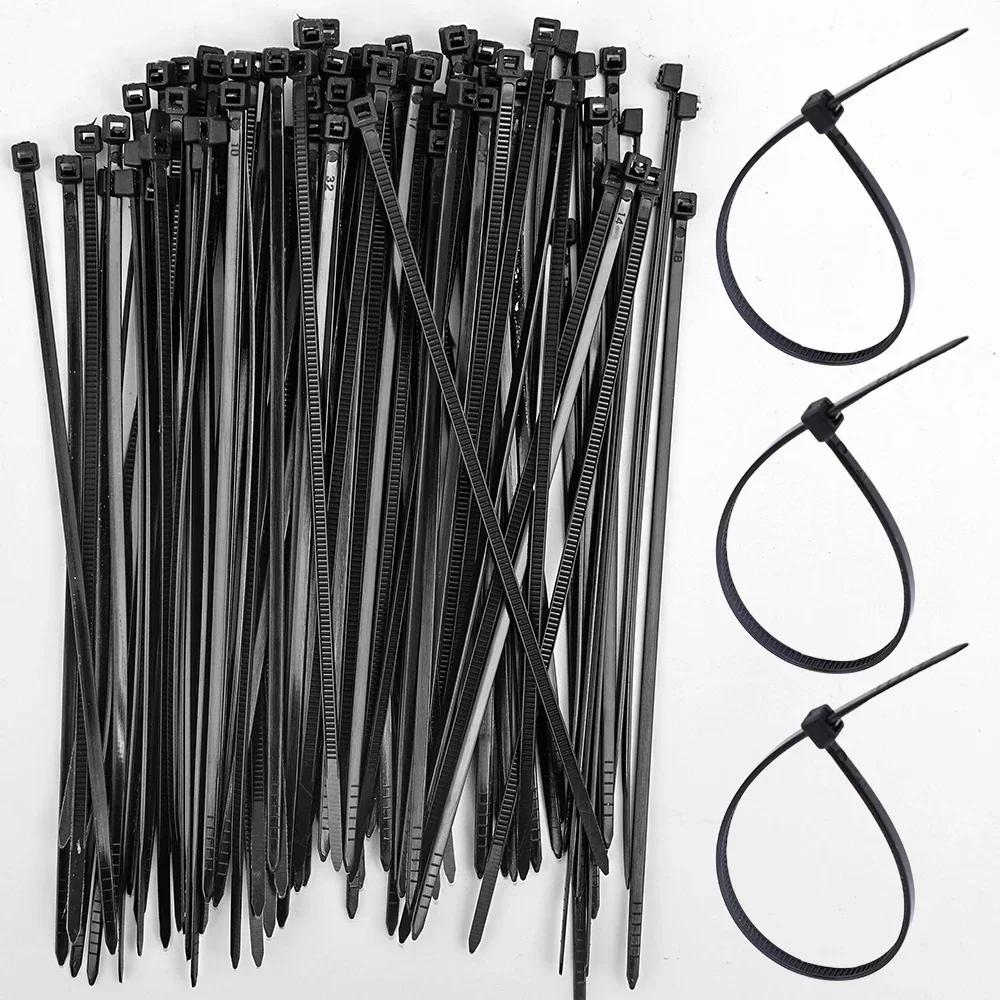 100Pcs Nylon Cable Ties Adjustable Self-locking Cord Ties Straps Fastening Loop Reusable Plastic Wire Ties For Home Office