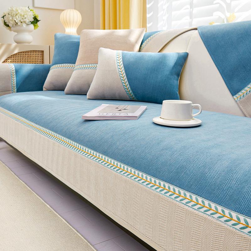 Frisches Chenille-Sofakissen, neu, 2024, vier Jahreszeiten, universelle rutschfeste Sitzkissen, Leder-Sofabezug, Bezugsstoff