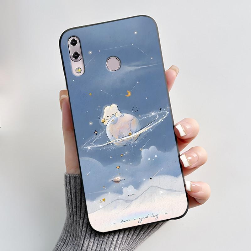 For Asus Zenfone 5 5z ZS620KL ZE620KL X00QD 6.2" 2018 Shockproof Phone Case Aesthetic Fashion Cute Cat Black Soft Silicone Cover