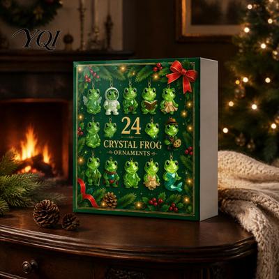 Christmas Gift for Kids Frog Advent Calendar 2026, 24 Days 2D Acrylic Crystal Pattern Party Favors Countdown Calendar, Frog-Themed Hanging Ornaments