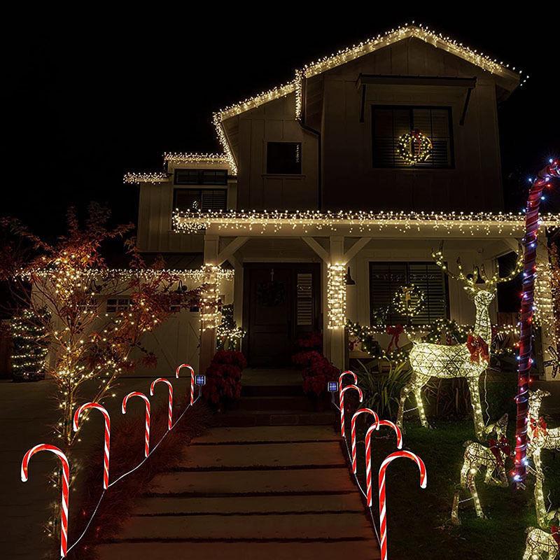 Cross-Border LED Solar Candy Cane Holiday Lights: Waterproof Outdoor Decorative Lawn Lighting