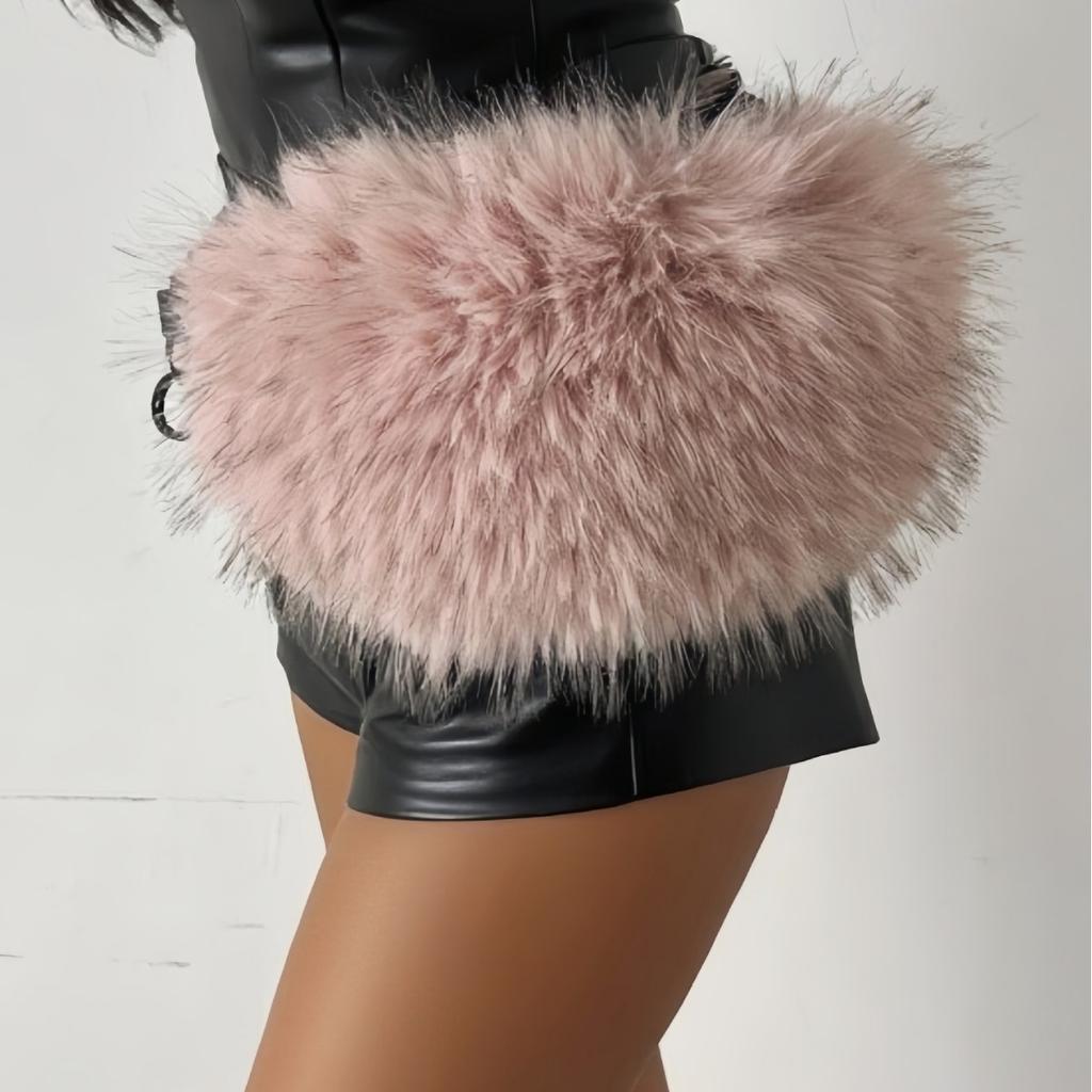 New MAO MAO Retro Faux Fur Waistband and Plush Waistchain