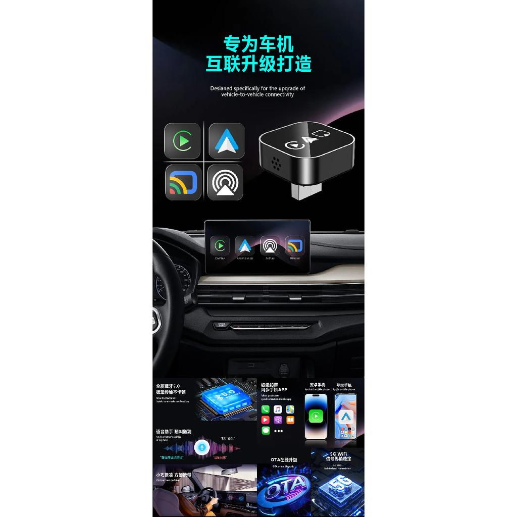 MiNi Wireless Carplay Adapter USB Plug and Play WiFi Bluetooth for IPhone Android Auto Connect Airplay 4 in1 Box Car Play 2026