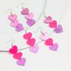Pink Love Heart Acrylic Drop Earrings for Women Mirrored Peach Hearts Spliced Long Earring Fashion Jewelry Valentine's Day Gifts