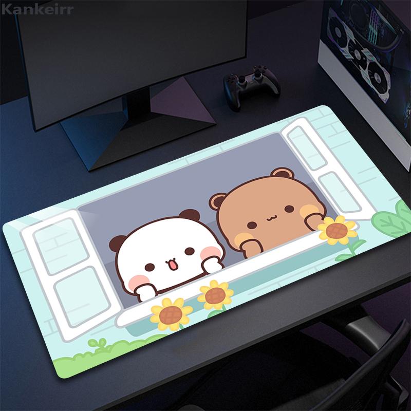 Super Cute Bear Cartoon Deskpad Office Computer Desk Mat Keyboard Big Mouse Pad Laptop Cushion Nonslip for PC Kawaii Desk Pad