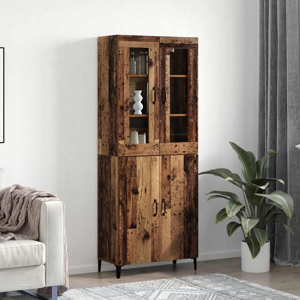 Highboard 2 pcs Reclaimed Wood Wood Based Material