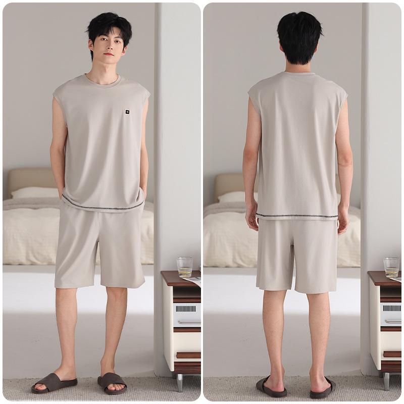 Men's Summer 2026 Modal Pajama Set - Lightweight Vest & Shorts for Home Wear