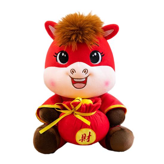 2026 Year of The Horse Stuffed Animal Plush Toy Chinese New Year Zodiac Horse Doll God of Wealth Peace Mascot Doll