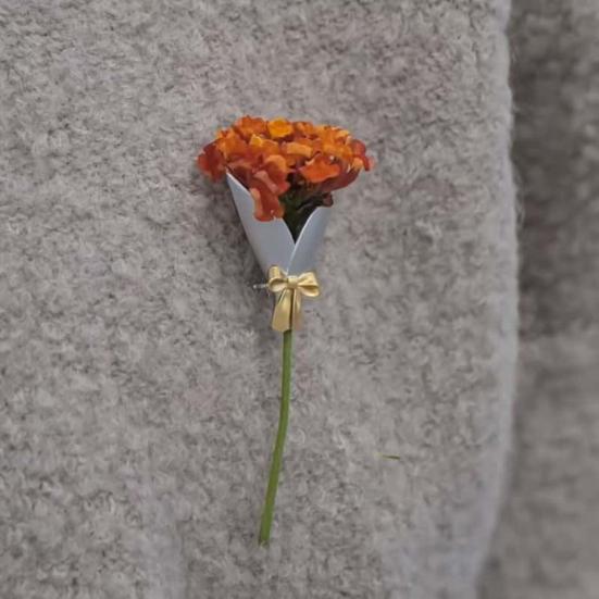 Broszka Miniaturowy Wazon Design Lekka Broszka ze Stopu z Kokardką Gładkie Błyszczące Wykończenie Noszalny Dodatek Artystyczny