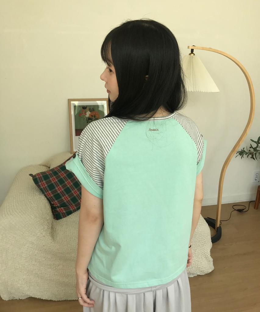 Onseuka Button Double Sleeve T (Mint Choco)