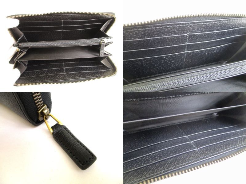 Auth GUCCI Marmont GG Black Leather Round Zip Long Wallet #9800  Refurbished