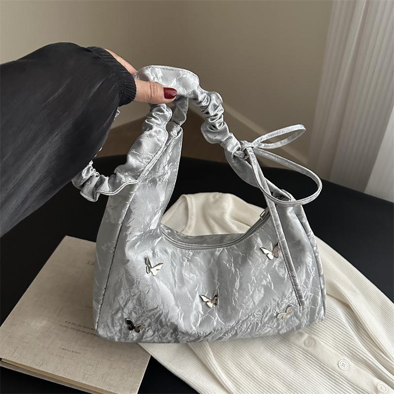 Butterfly Large-Capacity Bag Autumn Shoulder Armpit Bag Fashion Foreign Commuter Pleated Messenger Bag