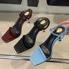 New Summer Fashion Narrow Band Square Toe Women Sandal Gladiator Thin Heel Dress Shoes Zapatos De Mujer