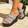 2025 New Arrival Plus Size Fashion Rhinestone Open-Toe Flat Sandals with Thick Platform Heel for Flip-Flops
