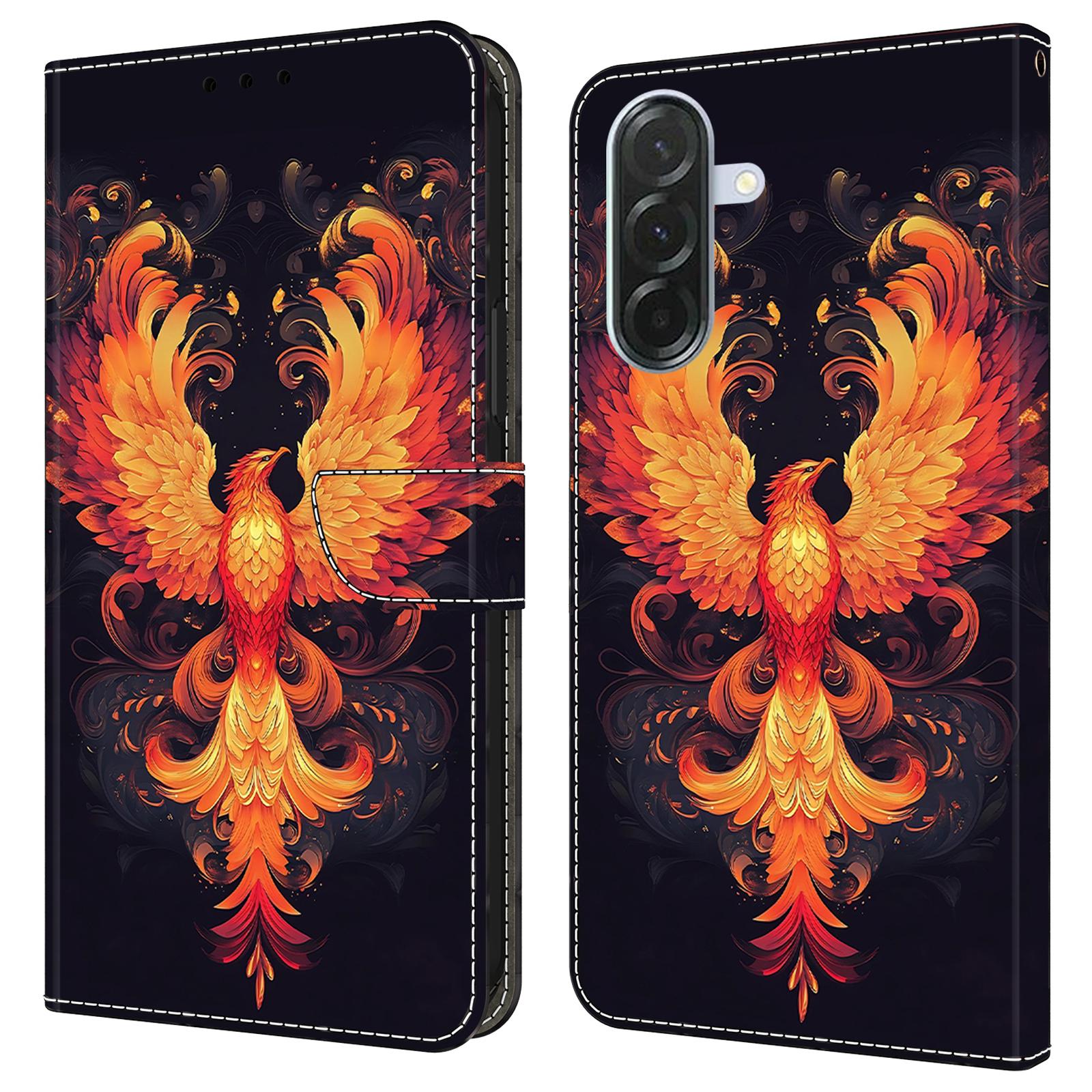 

Чехол-кошелек для Samsung Galaxy A56 5G с подставкой, с печатью узора, из ПУ кожи, откидная крышка для телефона Flame Bird