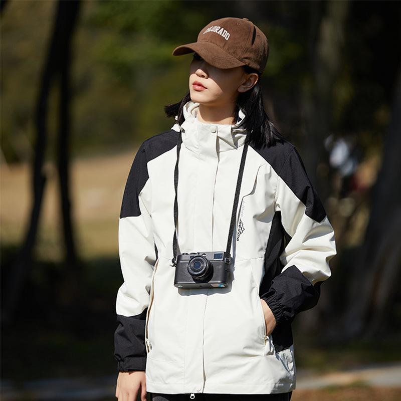 

Мужской и женский комплект куртки 3-в-1 серии Mountain, ветрозащитный, водонепроницаемый, цветной блок, для пары 6XL