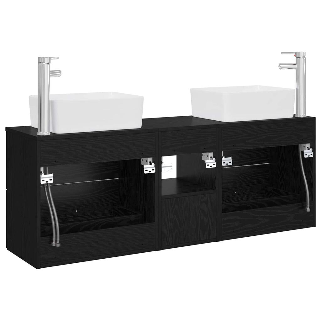 Bathroom Cabinet Set 3 Pcs Black 136 X 35 X 80 Cm