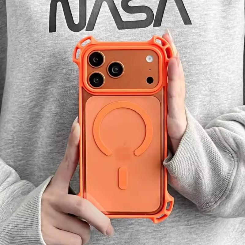 

Розкішний протиударний чохол-подушка безпеки для Magsafe для iPhone 17 16 15 14 13 12 Pro Max 17Pro iPhone11 Прозора акрилова PC броня iPhone 11 помаранчевий