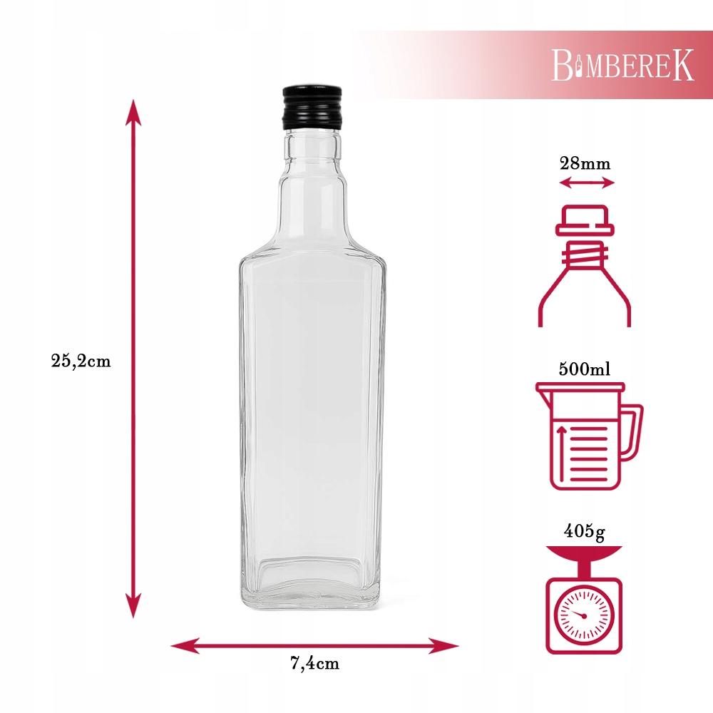 5x WHISKY Bottle 500ml for Liqueur Whiskey Wine Tincture Oil Glass Container