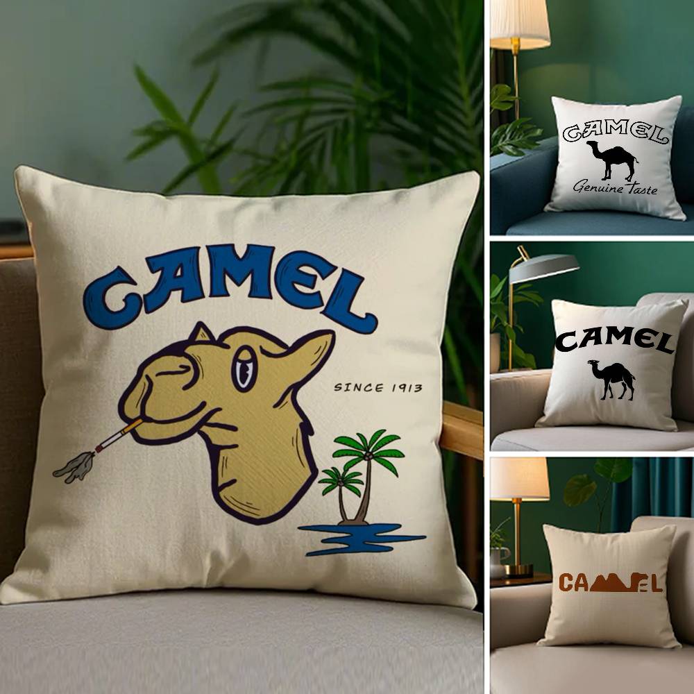 Luxury C-Camel Pillow Case Plush Fabric Soft Double Sided Print Sofa Cushion Cover Throw Pillow Covers