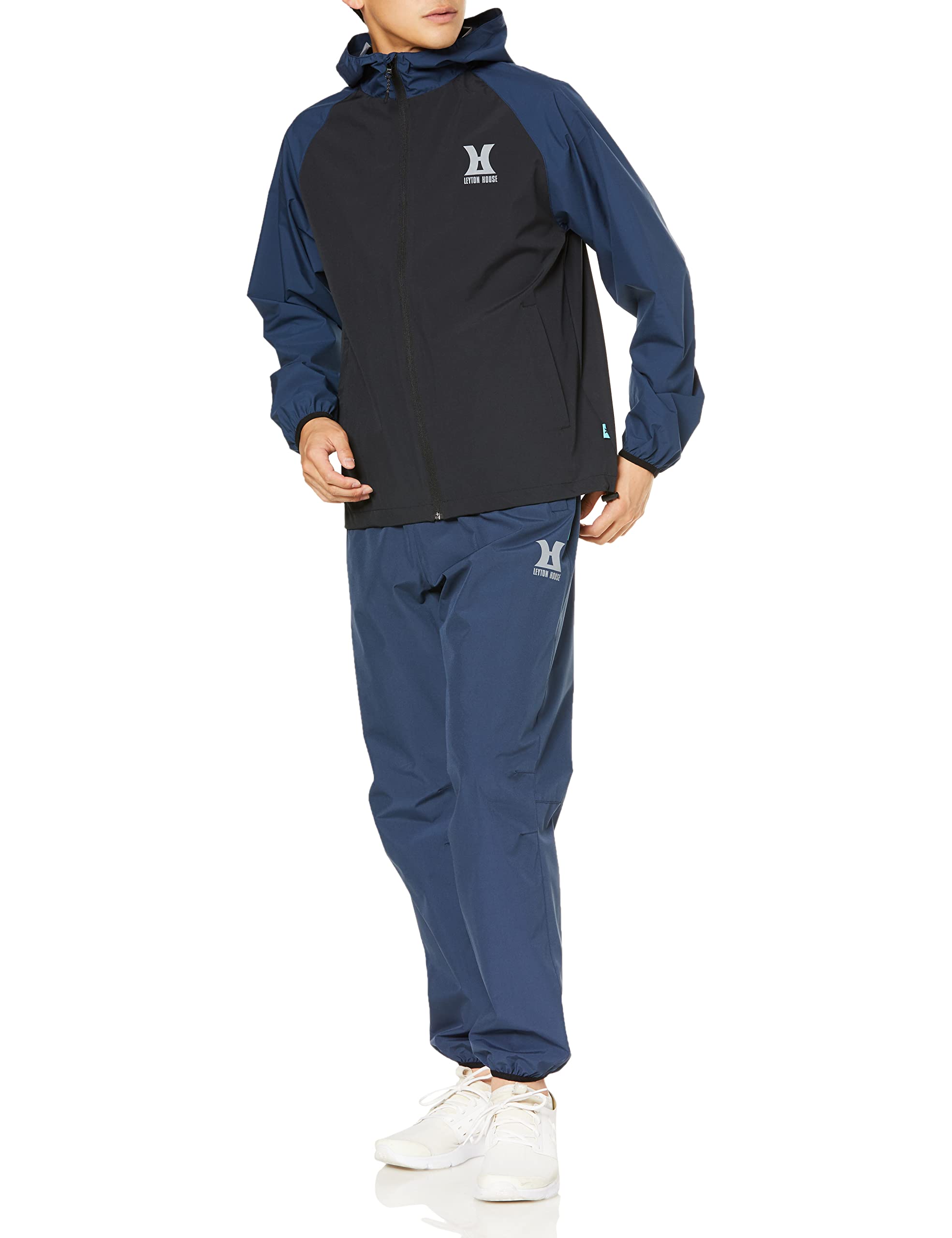 

Leighton House Stretch Sauna Diet Top and Bottom Men s LD-202M Suit, Lightweight, Washable, Suit, Set, Navy/Black