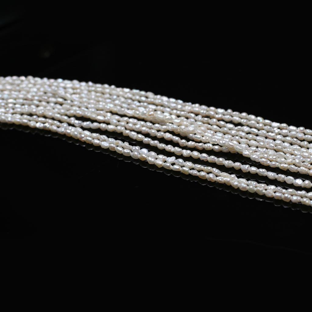 1String, White Natural Freshwater Pearls, Handmade Irregular Pearl Beads for Jewelry Making DIY Necklaces Crafts (Beads 2-3mm, Length 36cm)