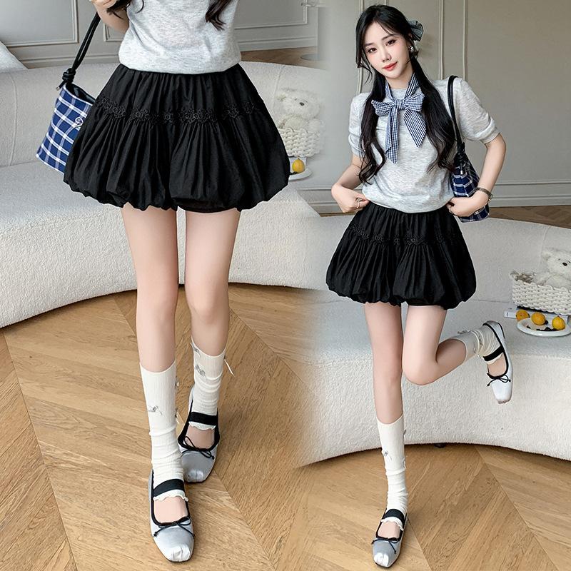 

Белая короткая юбка женская летняя юбка-пузырь юбка-зонт фонарик с высокой талией короткая юбка one size fits all чёрный