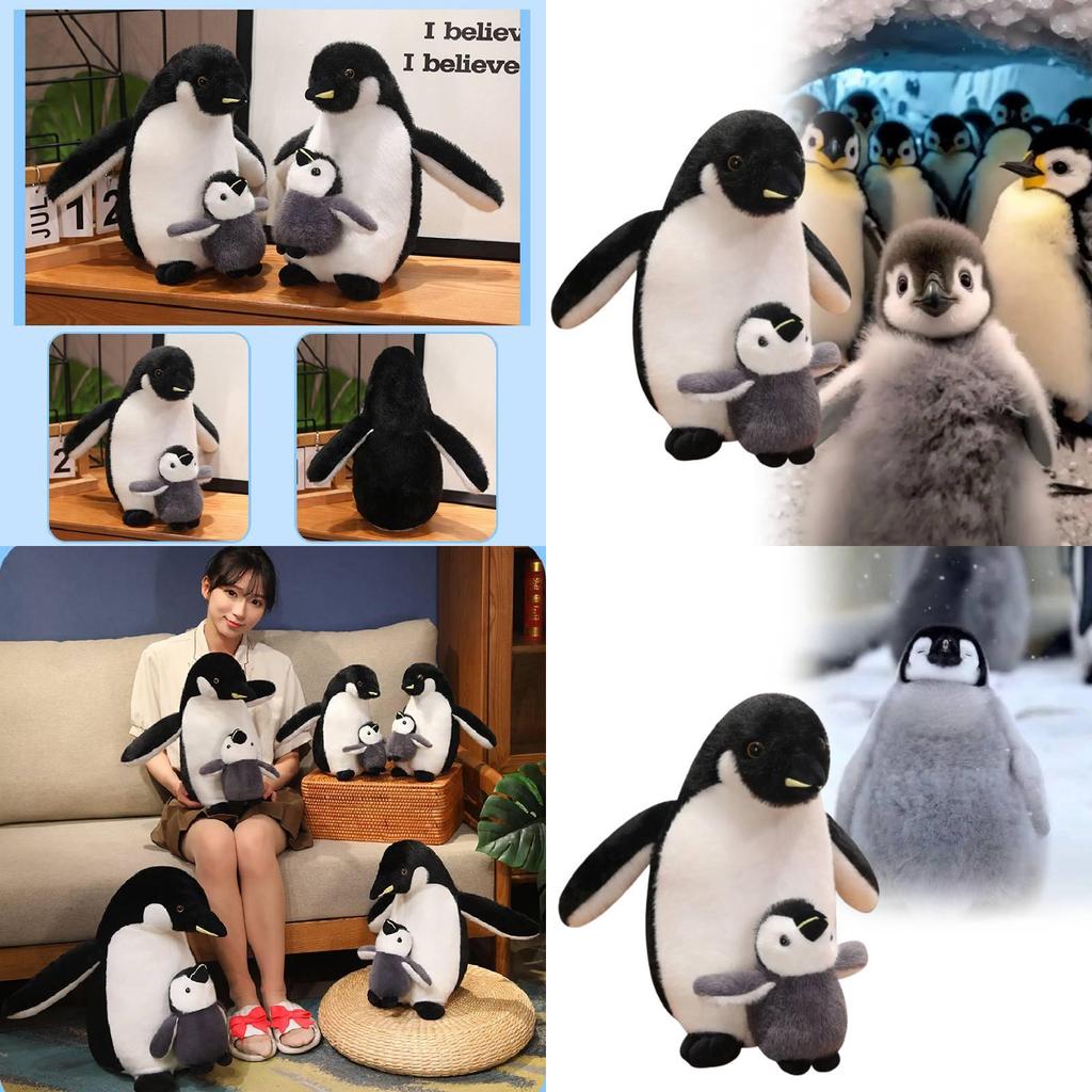 Adorable Mother And Baby Penguin Plush Toy Doll Soft Cushion For Kids Gifts