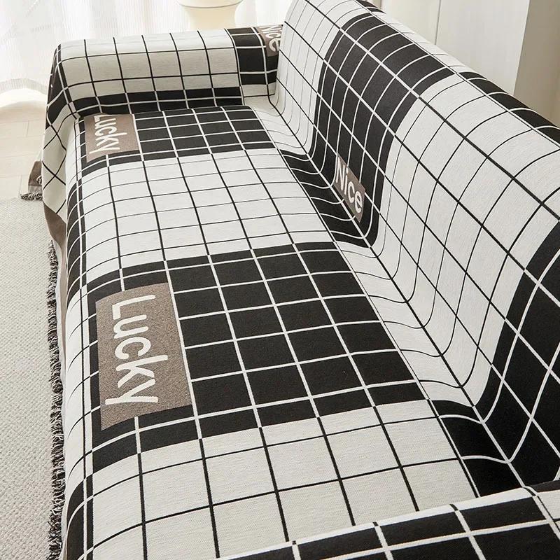 Neuer Sofabezug Bezug Beidseitig verwendbares Sofa-Handtuch Alle Jahreszeiten Universell Chenille Plaid Sofa-Decke