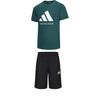 Adidas Taekwondo Round Neck Pullover Short Sleeve T-Shirt Simple Breathable Fashion Drawstring Shorts Casual Sports Set ADICLTS24TKP-GRW+S21ATMSH3T-BW