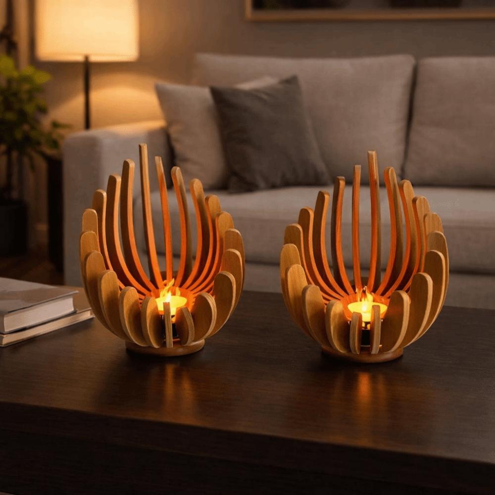 Manual Assembly Lotus-shaped Candle Holder Decorative Candles Lamp Stand  Home Table Decor
