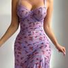 Slim Slit Sleepwear Butterfly Printed Dress Evening Relaxation Dress L M Casual Evening Dress Comfortable Sleepwear