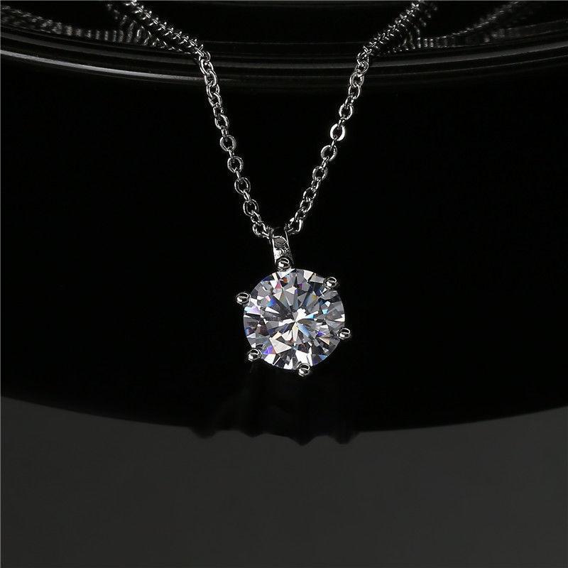 2ct Moissanite 925 Silver Necklace for Women Wedding Party Classic Sparkling Pendant