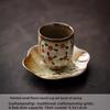Hand Painted Floral Ceramic Tea Cup Set with Coaster Chinese Style Retro Tea Drinking Cup for Home Use