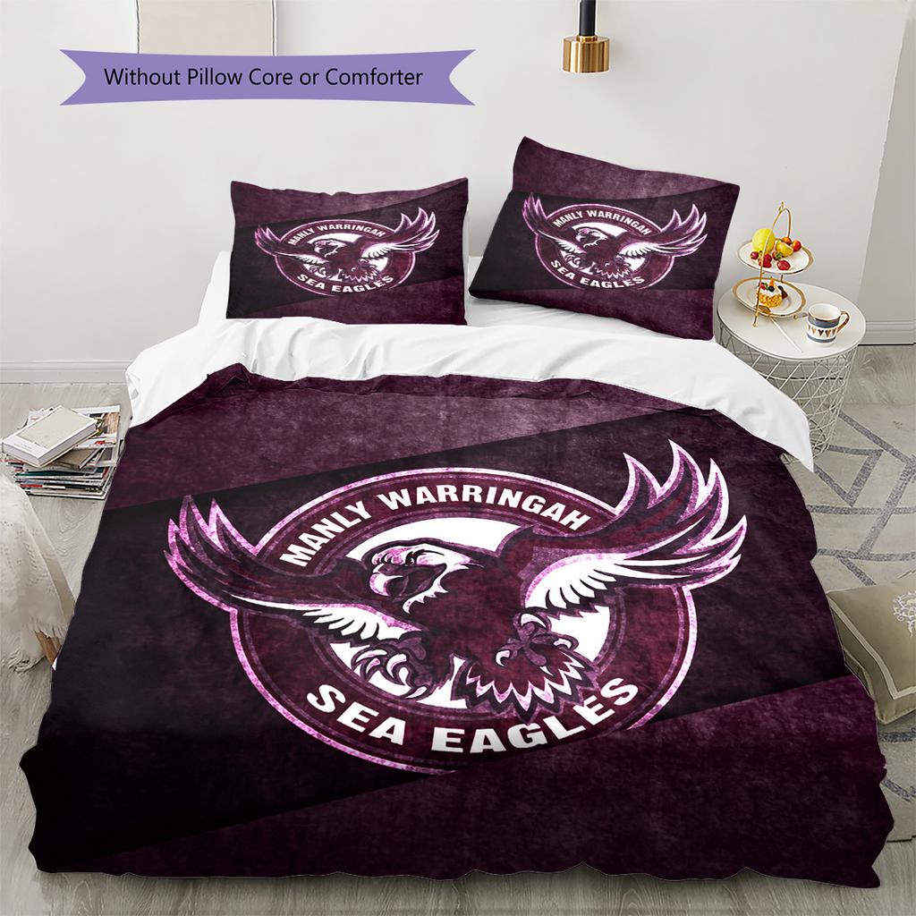 Manly Warringah Sea Eagles Set Copripiumino con Fantasia Decorazione per la Casa Regalo (1 * copripiumino + 2 * federe senza imbottitura)