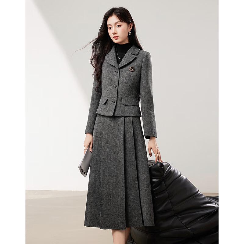 French Chic Long Sleeve Jacket & Midi Skirt Set