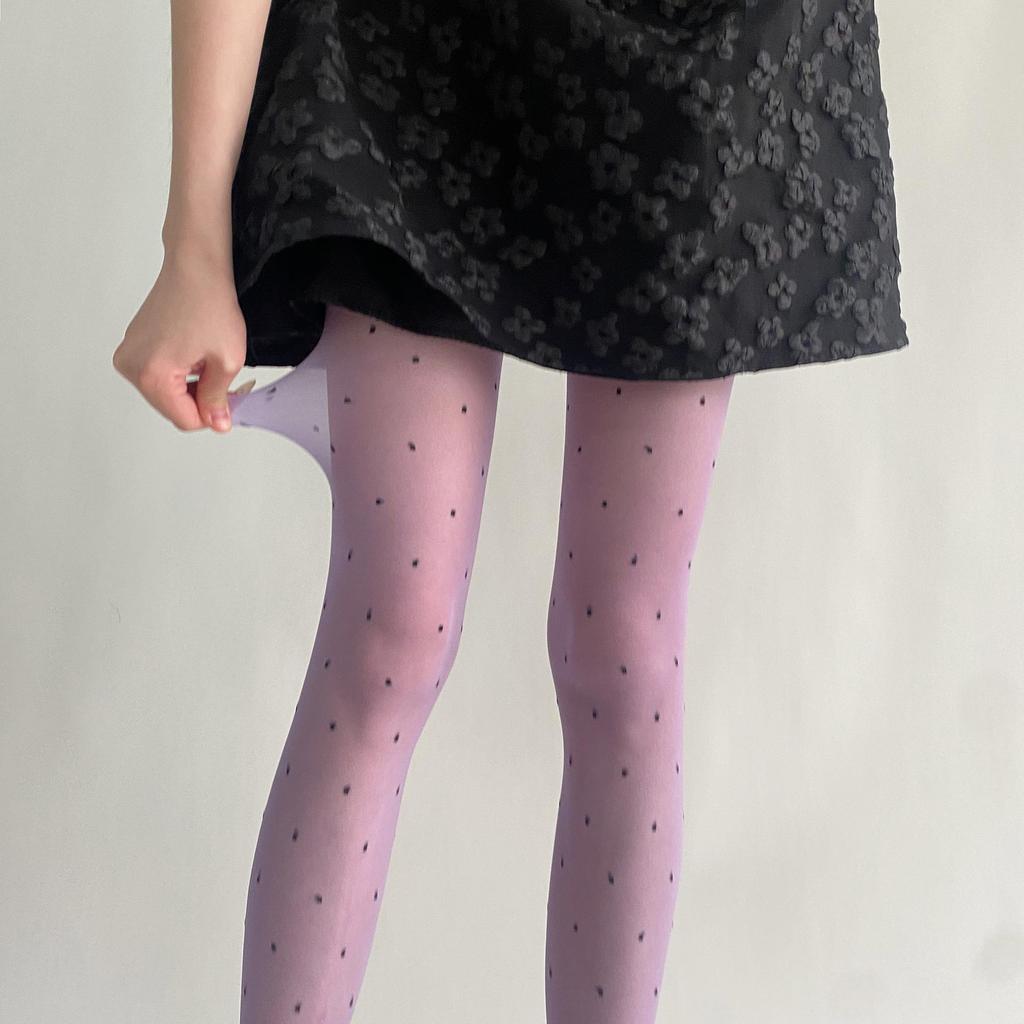 2024 Spring/Summer Core-Spun Jacquard Stockings: Ultra-Thin Slimming Socks with Polka Dots & Hearts