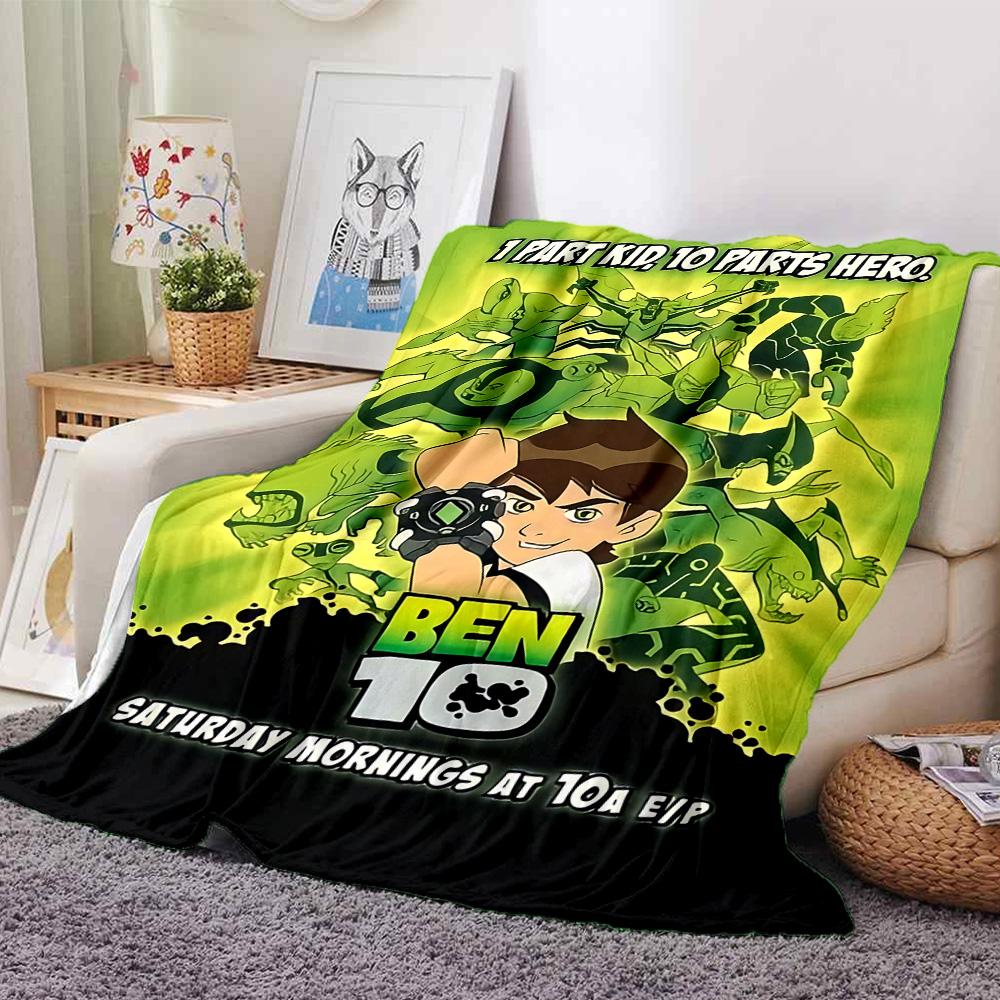 1pc Ben Alien Force Flannel Blanket for Super Soft Cute Comfort Blanket for Travel Bedding Couch Sofa Blanket Y73062