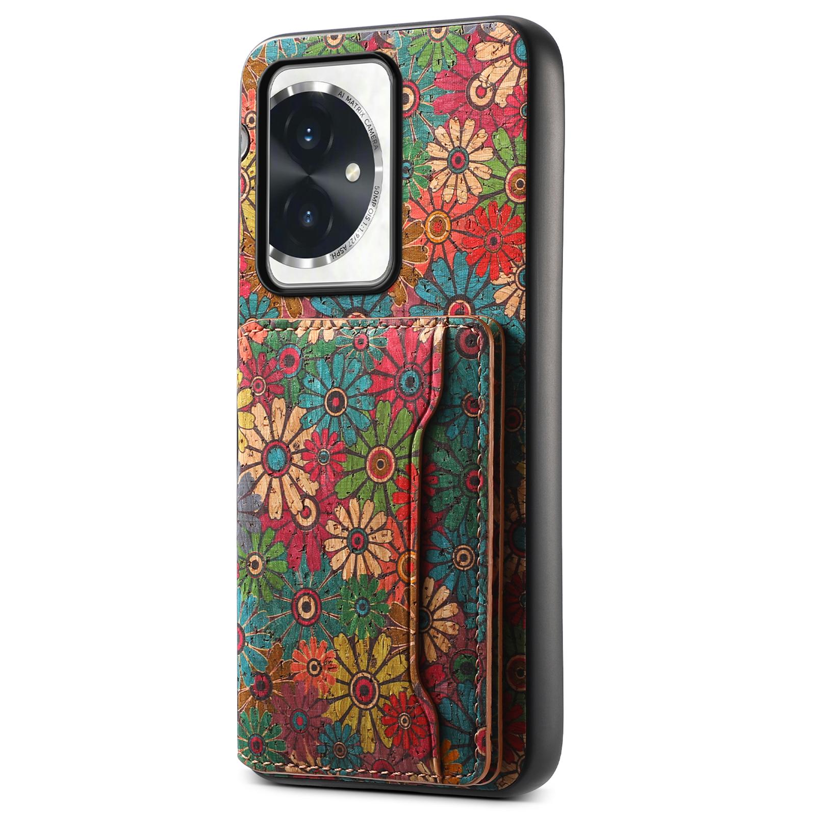 

For Honor 100 5G Case Floral Pattern Card Slot Kickstand PU+TPU+PC Phone Shell Spring/Green