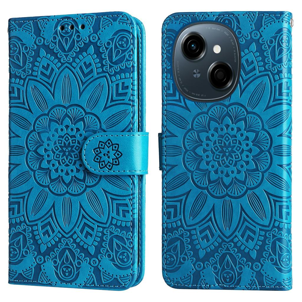 Leather Case for TECNO Spark Go 2025/Spark Go 1/Pop 9 4G Sunflower Imprint Wallet Phone Cover