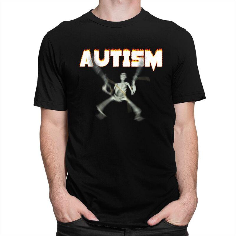 Custom Cool Autism Skeleton Meme T Shirt Men Short Sleeves Pure Cotton Tshirt Casual Tee Tops Fashion Tshirt